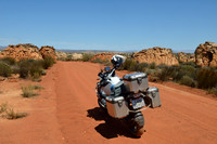 BMW R1200 GS Adventure on red dirt road