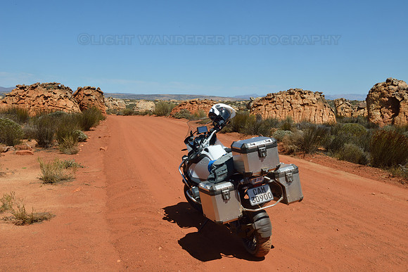 BMW R1200 GS Adventure on red dirt road