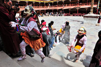 Tibetan buddhist monks in dance-drama performance