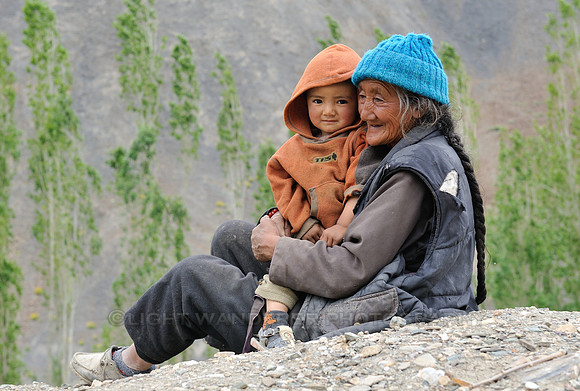 Old woman with grandchild