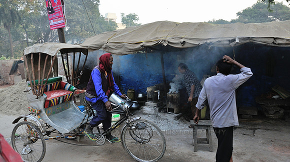 Smoke pouring out from street eatery