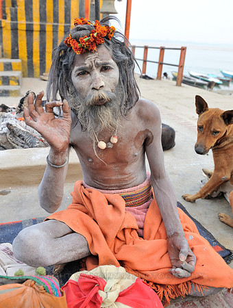 Sadhu with flowers in his hair