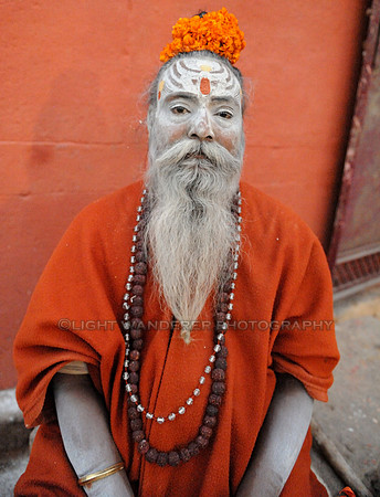 Portrait of a sadhu in orange robes