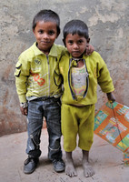 Two little boys with a kite