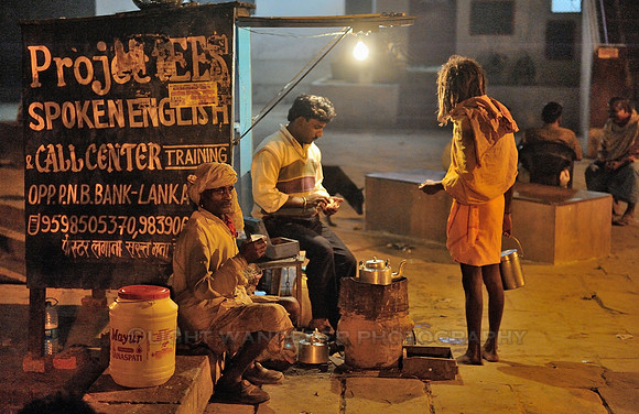 Sadhu buying chai
