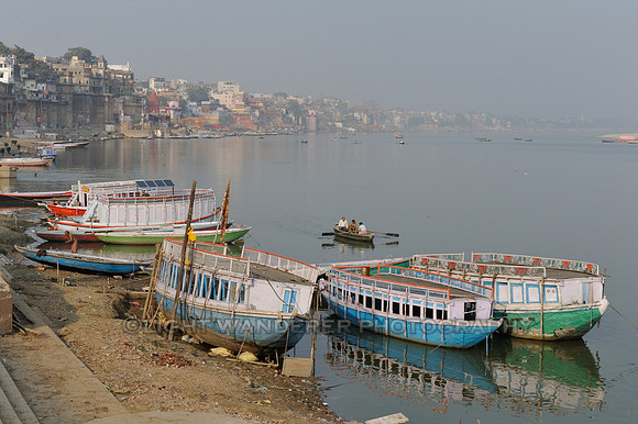 Colourful river boats