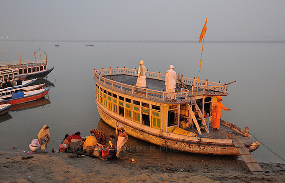 Ganges river boat early morning