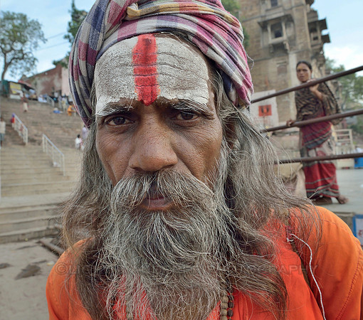 Sadhu with red and white forehead