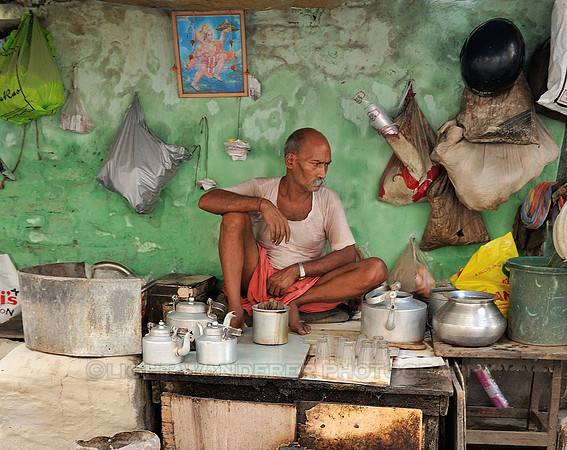 Chai wallah with tea making equipment