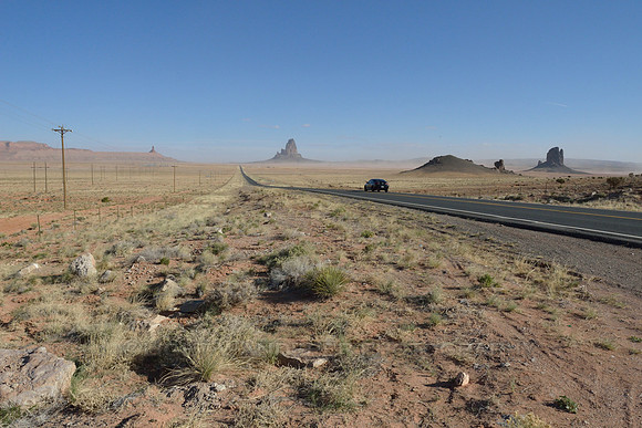 Straight road through desert