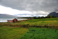 Seaside meadows with clouds hanging low