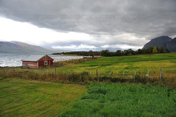 Seaside meadows with clouds hanging low