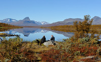 Couple with black dog