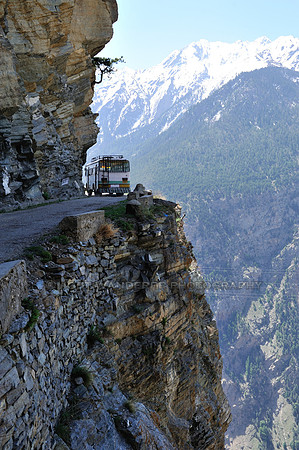 Local bus on it's dramatic route near Kalpa