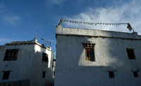 Shadows on the walls of traditional ladakhi village houses