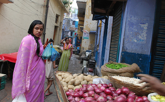 Young woman with groceries