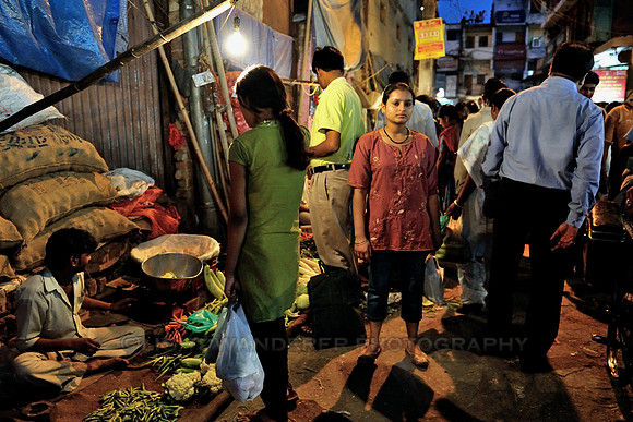 Crowded lane of vegetable market