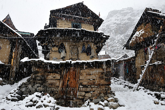 Snowfall in Chitkul village