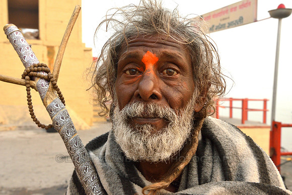Sadhu with orange tika mark