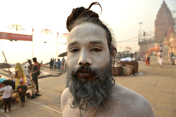 Portrait of a sadhu with sleepy eyes
